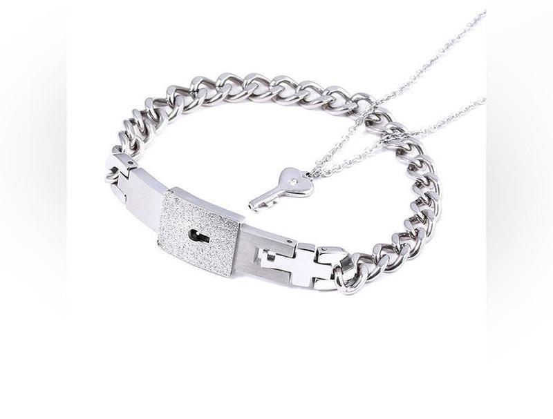 Fashion Jewelry Titanium Steel Couple Love Lock, Bracelet, Key Set, Necklace