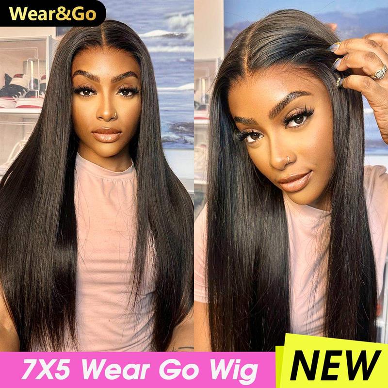 [NEW IN] OQ HAIR Wear And Go Glueless Wigs Bleached Tiny Knots Pre Cut 7x5 HD Lace Straight Lace Front Human Hair Wigs