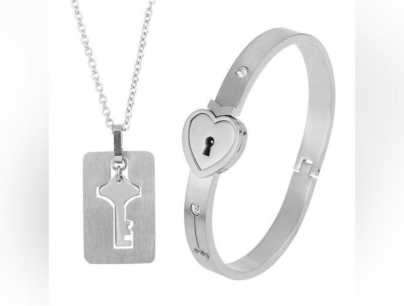 Fashion Jewelry Titanium Steel Couple Love Lock, Bracelet, Key Set, Necklace