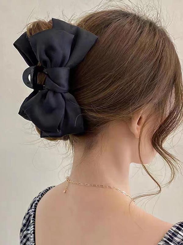 Women's Elegant Bowknot Design Hair Claw Clip, Minimalist Elegant Plain Easy Grasping Hair Claw for Daily Use, Fashion All-match Hair Accessories