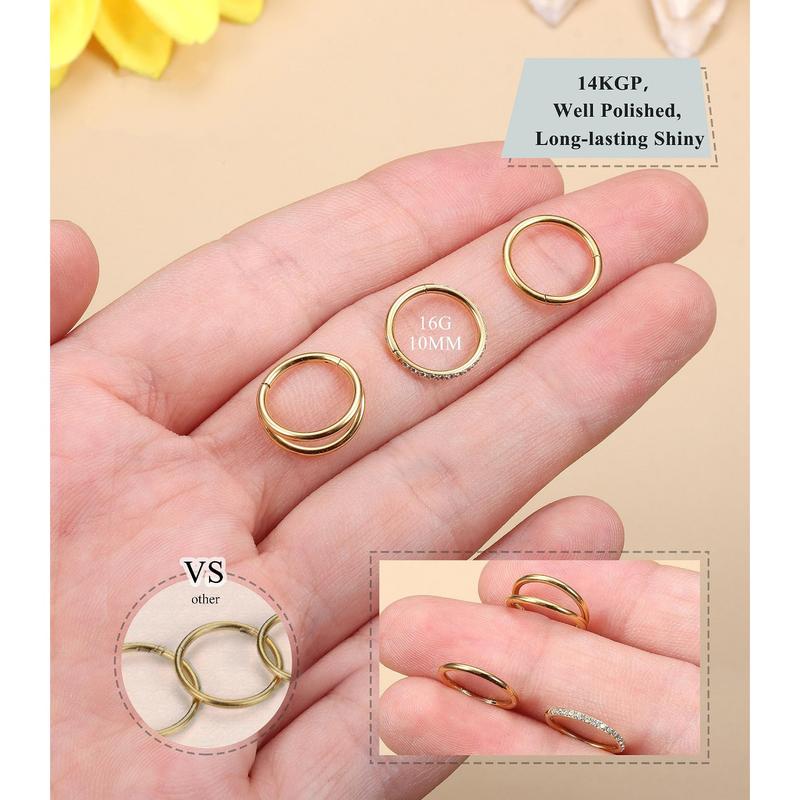 FLORIDECO Surgical Steel Nose Rings Hoops Conch Piercing Jewelry Septum Clicker Lip Cartilage Earring Helix Rook Tragus Daith