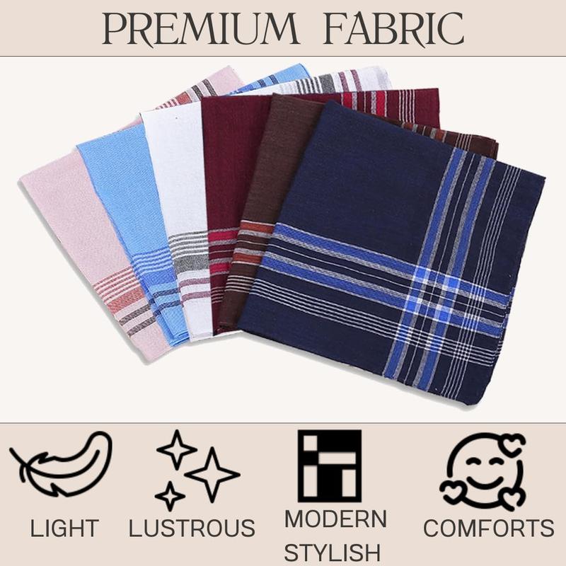 Men's Handkerchiefs 12 Pack Soft Handkerchiefs for Men Premium Assorted Mens Pocket Square Gents Hankies, Gifts for Men Women