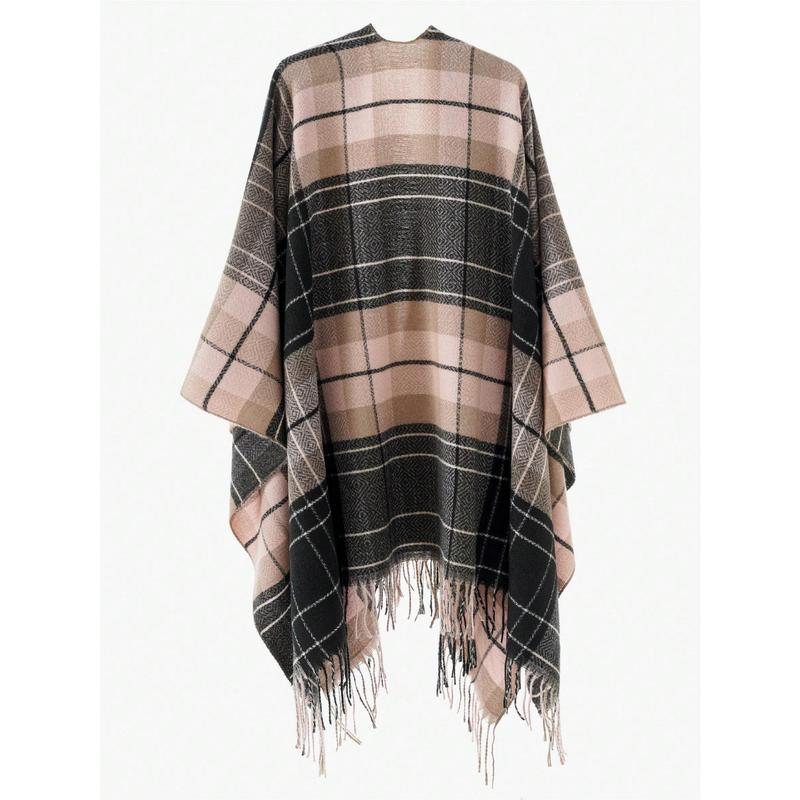 Fashion New Style 1pc Poncho Women Shawl Fashionable Plaid Pattern Warm Scarf Shawl, Christmas Gifts, Thanksgiving Gifts, Birthday Gifts