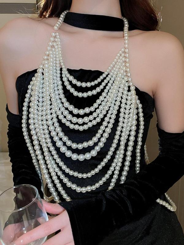 Faux Pearl Decorated Body Chain, Fashionable Body Jewelry for Women, Elegant All-match Fashion Accessories for Daily Wear