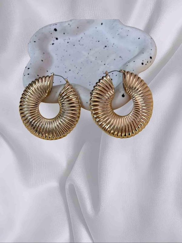 Hollow Out Textured Hoop Earrings, Fashionable Casual Matching Earrings Vintage Jewelry for Women, Classic Fashion Punk Accessories for Daily Wear