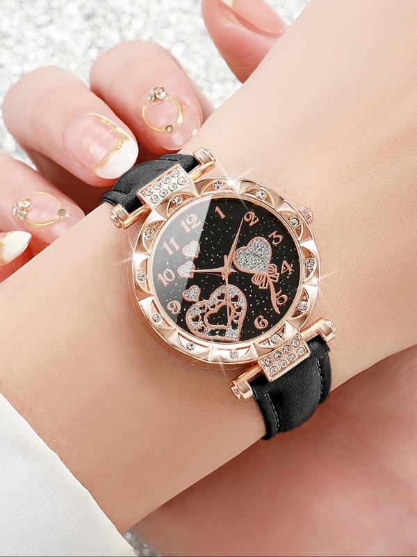 Women's Fashion Casual Rhinestone Decorated Round Dial Watch, Fashion Watch for Party, Daily Clothing Decor, Trendy All-match Watch for Birthday Gift without Box