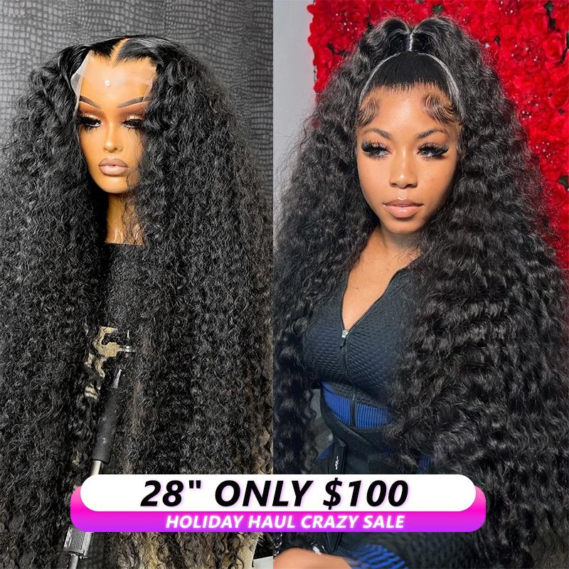 13x4 Lace Frontal Wigs Human Hair Kinky Curly Frontal Wig Brazilian Wave Curly Wigs Human Hair For Women PrePlucked 180% Density