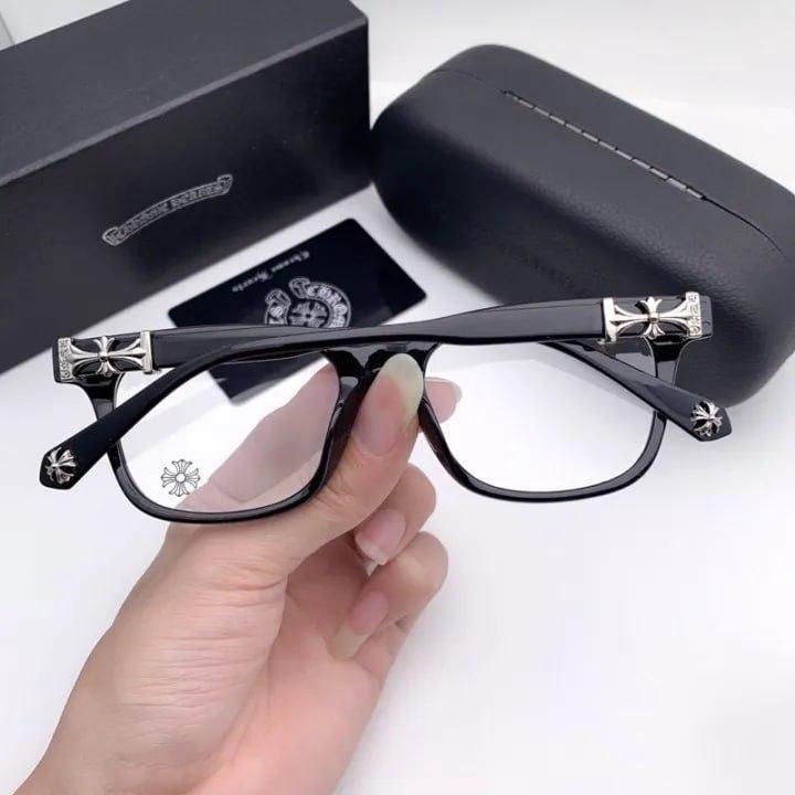 [NEW] Chrome H Square Eyeglasses frames, full box, Luxurious and fashionable, Anti-dust and Lightweight, Blue light blocking glasses, daily use for outdoor activities, all-match accessories, gift for him or her