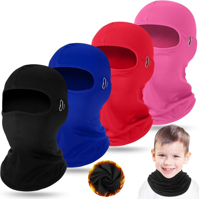 4 count Winter  Balaclava Face Mask with Reflective Stripe Windproof Ski Mask for  5-12 Boy Girl Cold Weather