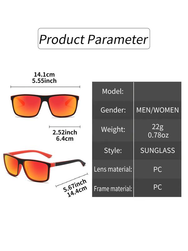 Unisex Simple Style Plain Color Tinted Lens Sunglasses, Trendy Casual Square Frame Sunglasses for Everyday Use, Fashion Accessories for Outdoor Activities