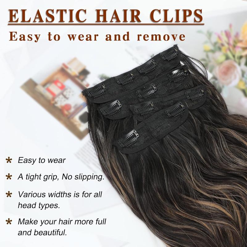 BlackFriday Clip in Hair Extensions Long Wavy Hair Extensions for Women Synthetic Hairpieces for Thin Hair Natural Hair Clip ins for Girls Daily Party Use Event Straight Hair Piece with Clips Easy to Wear Hair Extension