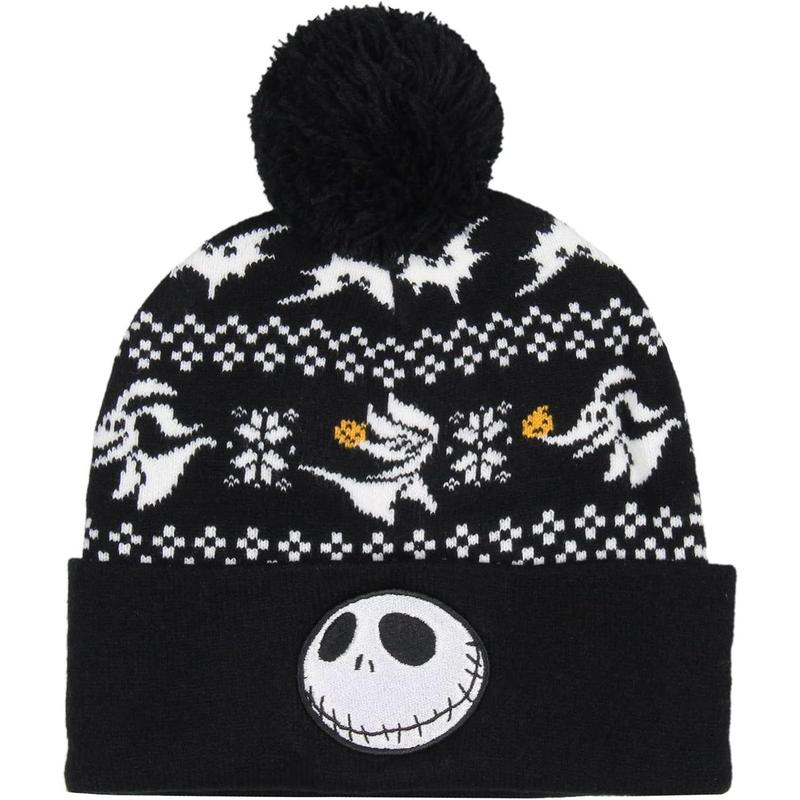 The Nightmare Before Christmas Jack Skellington and Zero Beanie Scarf Set Black