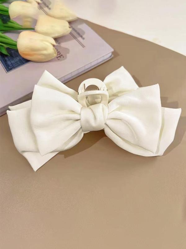 Women's Elegant Bowknot Design Hair Claw Clip, Minimalist Elegant Plain Easy Grasping Hair Claw for Daily Use, Fashion All-match Hair Accessories