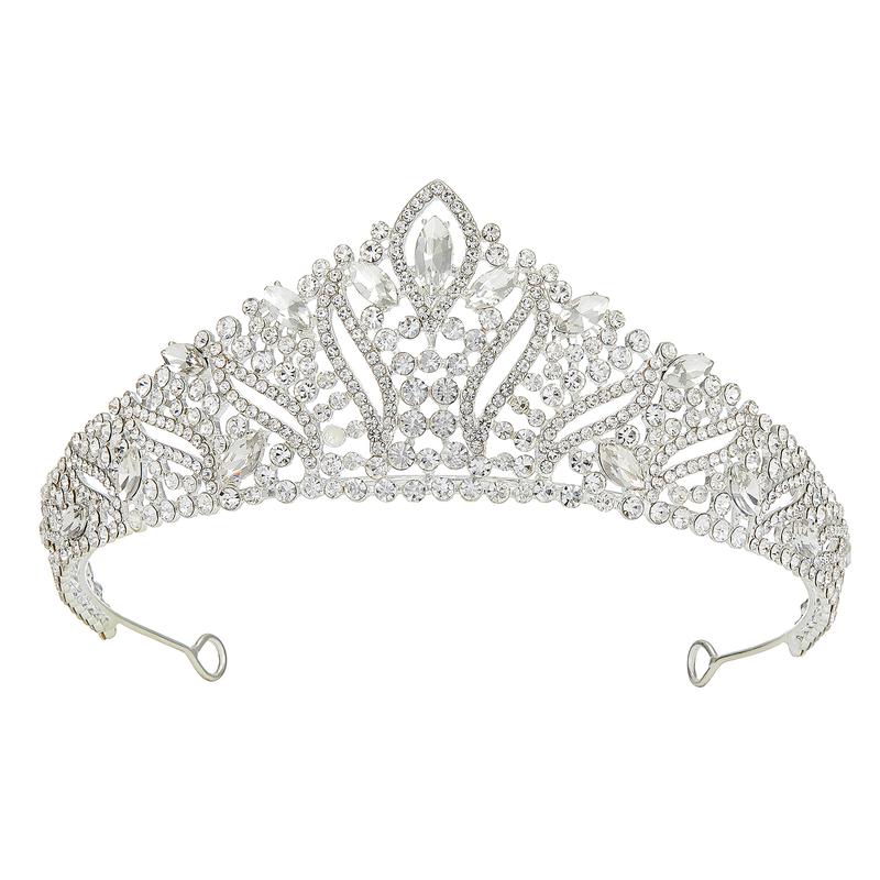 SWEETV Anastasia Tiaras and Crowns Women Wedding Tiara Bride Rhinestone Queen Crown, Silver Crystal Princess Headpieces Prom Costume Party