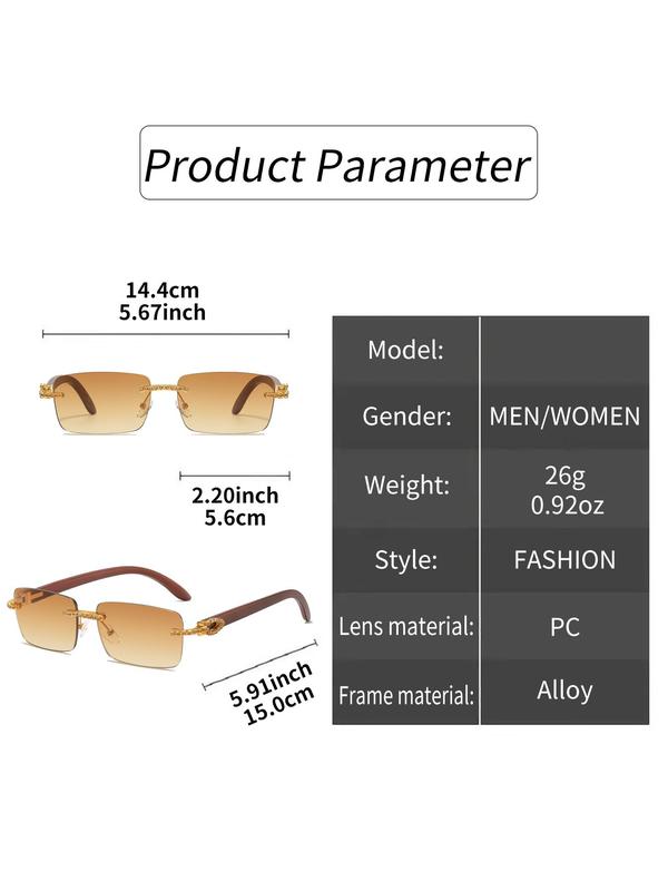 Unisex Vintage Square Frameless Sunglasses, Trendy Casual Sunglasses for Everyday Use, Fashion Accessories for Outdoor Activities