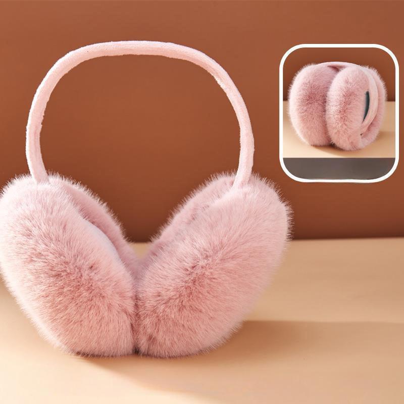 Plush Foldable Earmuffs - Stretchy, Hand-Washable Polyester for Winter Warmth & Style, Plush, Ear Muffs, Folding, Winter Warmth