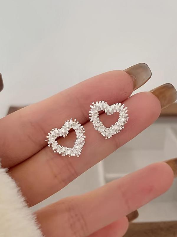 Fashion Heart Shaped Stud Earrings, 2024 New Style Elegant Jewelry for Party, Daily Clothing Decor for Girl, Trendy All-match & Exquisite Jewelry for Birthday Gift