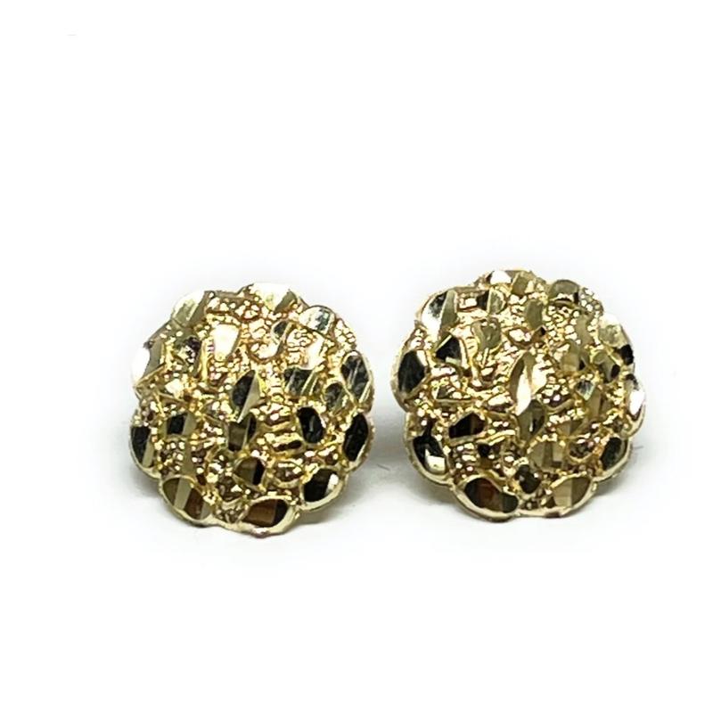 Unisex Gold Nugget Earrings - Round Shape 10MM