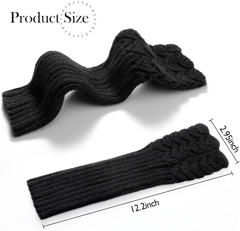 Arm Warmers Fingerless Gloves for Women, Winter Warm Thumb Hole Mittens Knitted Arm Sleeves, Long Fingerless Gloves