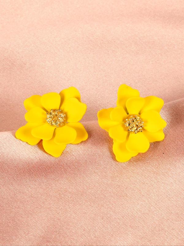 1 Pair Fashion Flower Design Stud Earrings, Casual All-match Jewelry for Girls Gift, Female Classic Fashion Accessories for Daily Wear