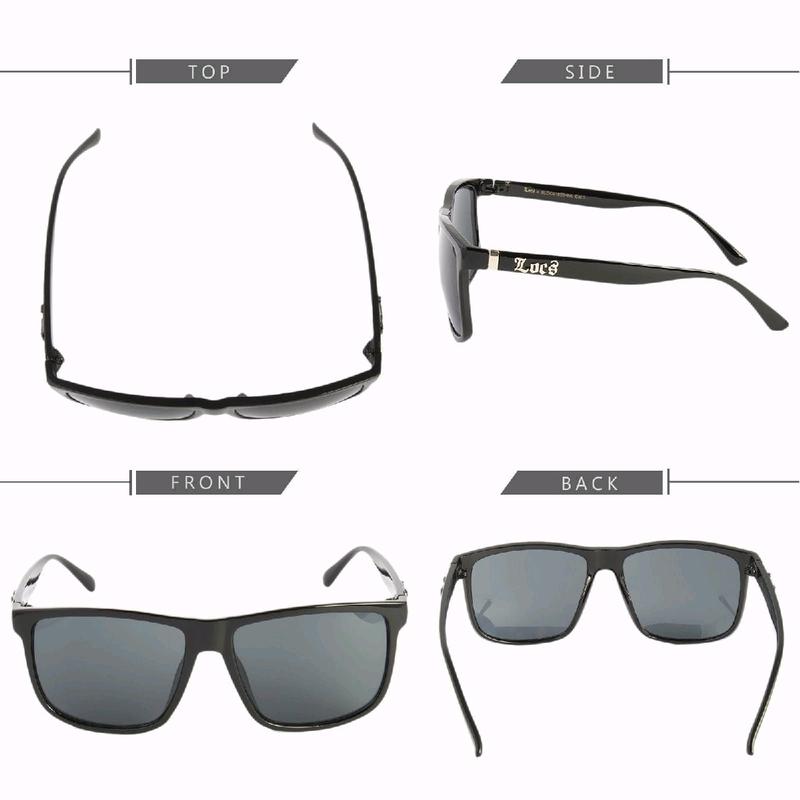 Locs  Vintage Hardcore Street Shades Classic Gangster Oversized Rectangular Horn Full Rim Sunglasses Black With Silver Accent