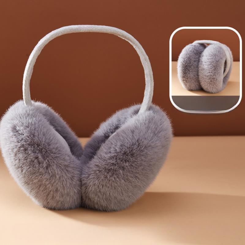 Plush Foldable Earmuffs - Stretchy, Hand-Washable Polyester for Winter Warmth & Style, Plush, Ear Muffs, Folding, Winter Warmth