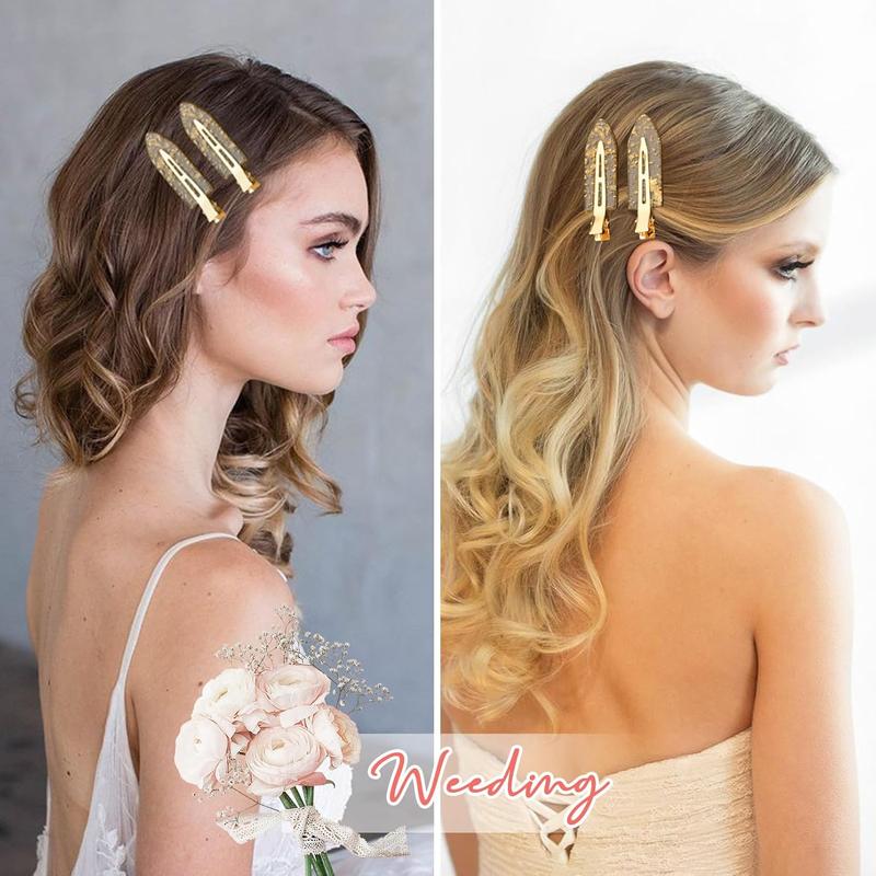 8PCS No Bend Hair Clips Bridesmaid No Crease Hair Clips Gold Glitter Makeup Creaseless Hair Clips Styling Hair accessories for Bride Women Girls