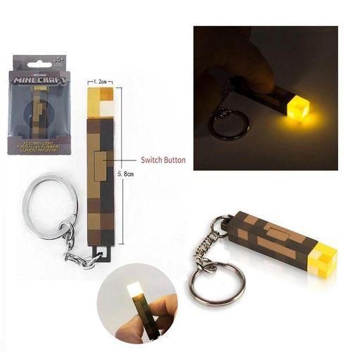 Minecraft Torch Light LED Keychain USB Rechargeable with Charging Cable