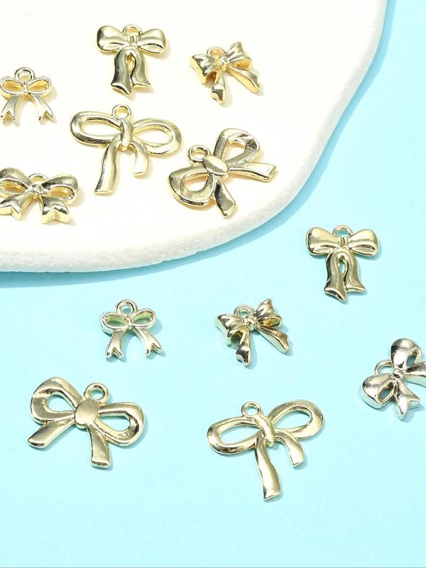 Bowknot Design Alloy Pendant, 12pcs set Fashionable DIY Jewelry Accessories for Earrings Necklace Bracelet Making, Trendy All-match & Exquisite DIY Jewelry for Birthday Gift