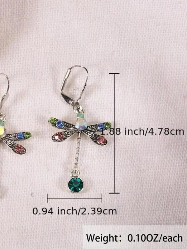 1 Pair Elegant Personalized Dragonfly Dangle Earrings For Women, Casual Artificial Gemstone Decor Ear Jewelry For Party, Daily Clothing Decor