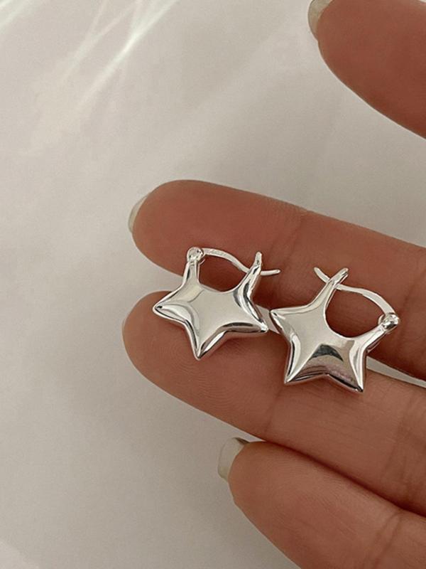 Star Design Hoop Earrings, 1 Pair Y2k Jewelry for Women for Party, Daily Clothing Decor, Trendy All-match & Exquisite Jewelry for Birthday Gift