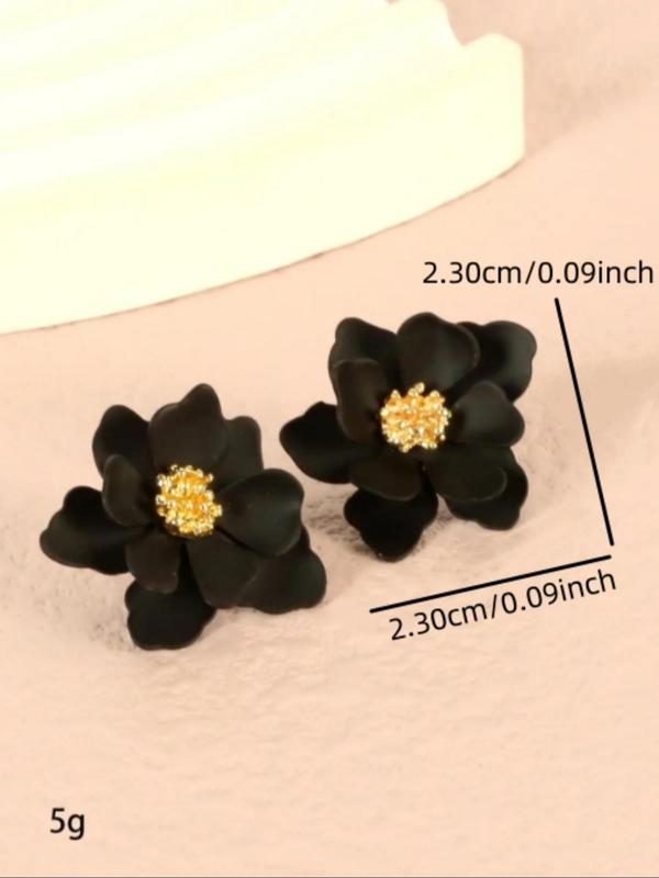 1 Pair Fashion Flower Design Stud Earrings, Casual All-match Jewelry for Girls Gift, Female Classic Fashion Accessories for Daily Wear