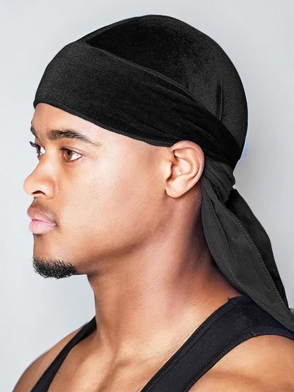 Men's Hip Hop Solid Color Durag,  Warm Comfortable Sports Fitted Hat for Fall & Winter, Fashion Accessories for Daily Wear