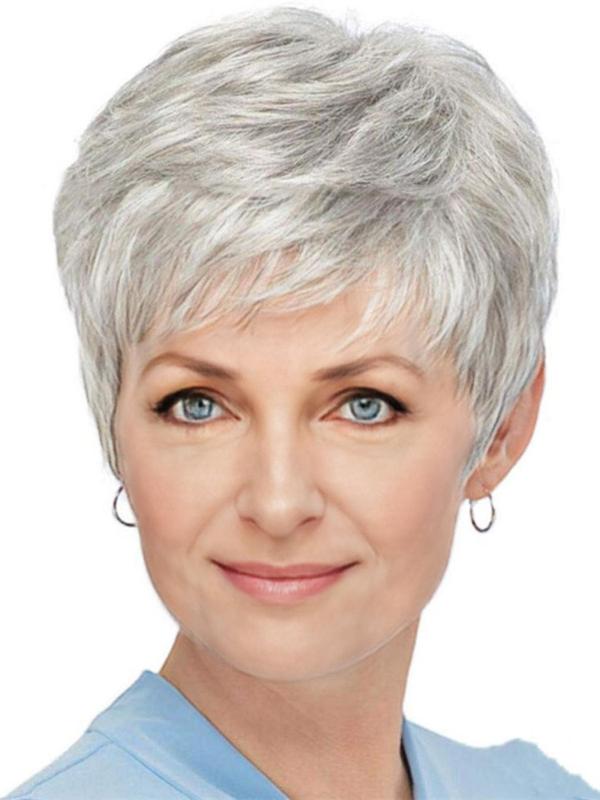 12 Inch Short Curly Wigs for Women, Pixie Cut Wigs, Gorgeous Fluffy Wigs with Bangs, Heat Resistant Synthetic Full Machine Wigs for Party, Daily Use