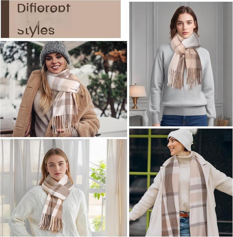 Scarf for Women - Winter Scarf for Women Fashion Cashmere Feel Plaid Scarfs for Women