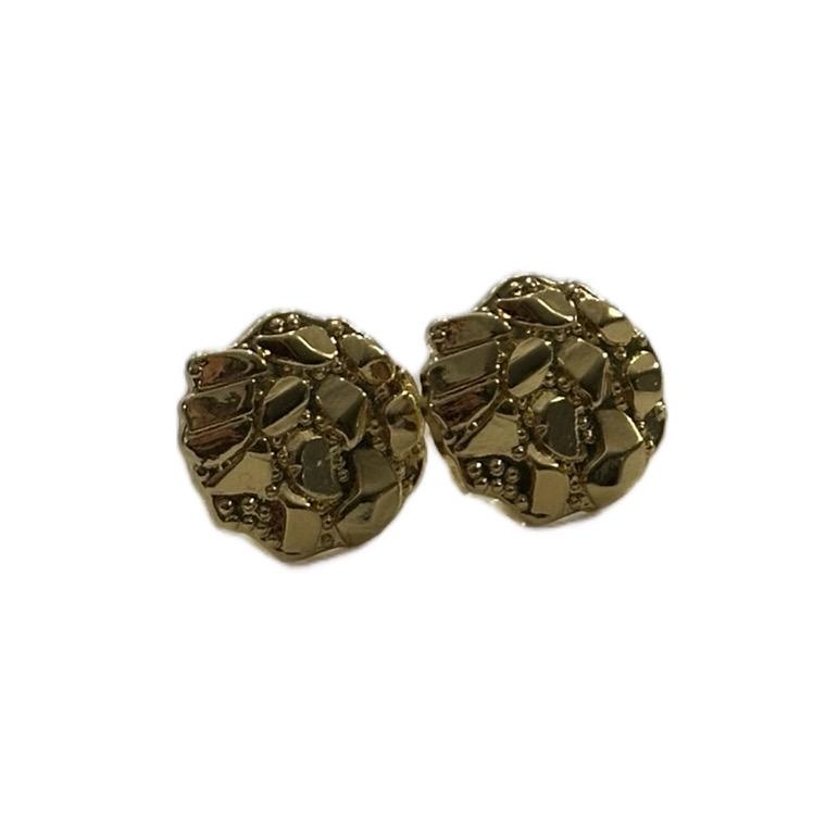 Unisex Gold Nugget Earrings - Round Shape 10MM