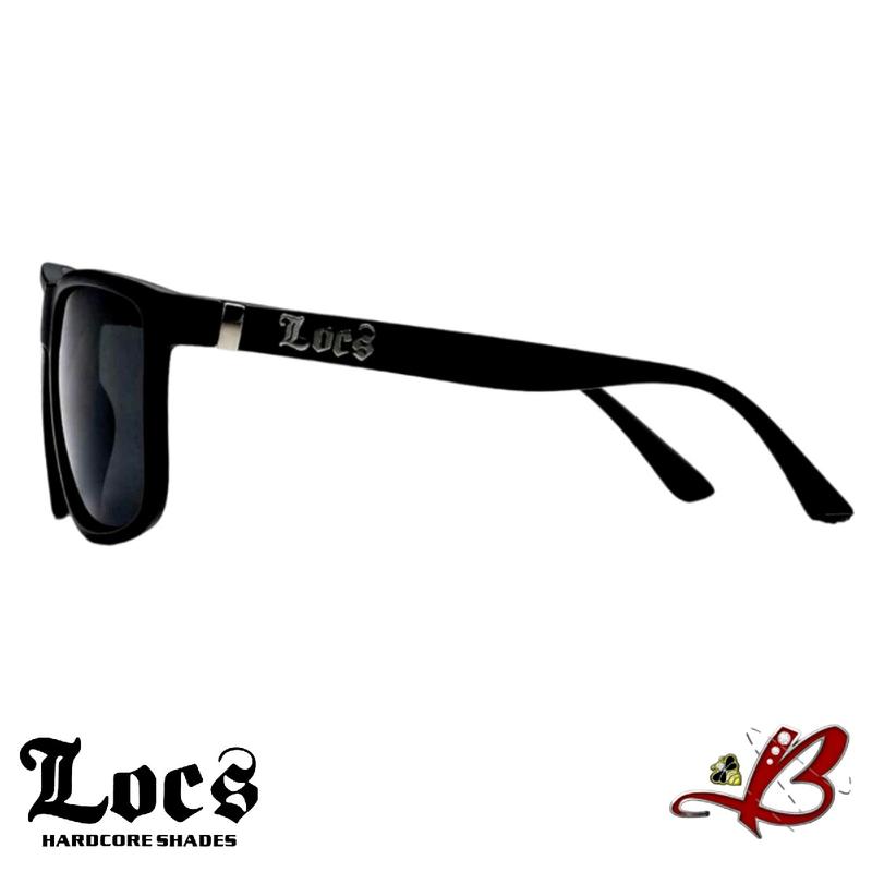 Locs  Vintage Hardcore Street Shades Classic Gangster Oversized Rectangular Horn Full Rim Sunglasses Black With Silver Accent