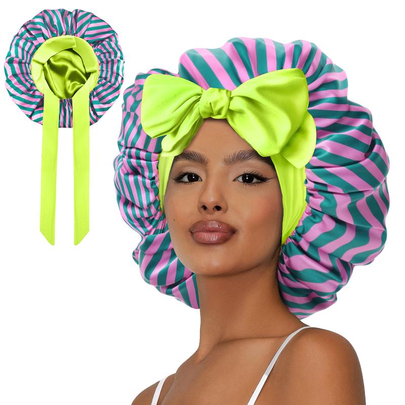 SeSe Code Satin Bonnet for Sleeping Silk  Bonnet Double Layer Hair Bonnet with Elastic Tie Band for Curly Hair Night Bonnet