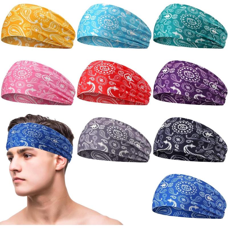 Sweatbands for Men Workout Sport Headbands for Men Camo Headband Sweat Absorbing Headband Wide Sweatband for Head Basketball Football Cycling Running Yoga, 4.7 x 9.8 Inch