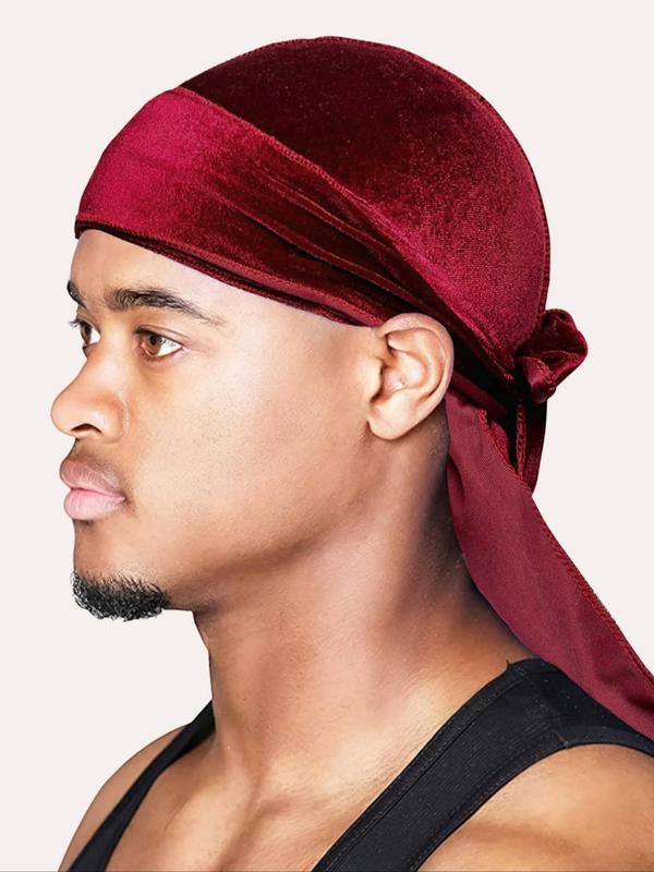 Men's Hip Hop Solid Color Durag,  Warm Comfortable Sports Fitted Hat for Fall & Winter, Fashion Accessories for Daily Wear