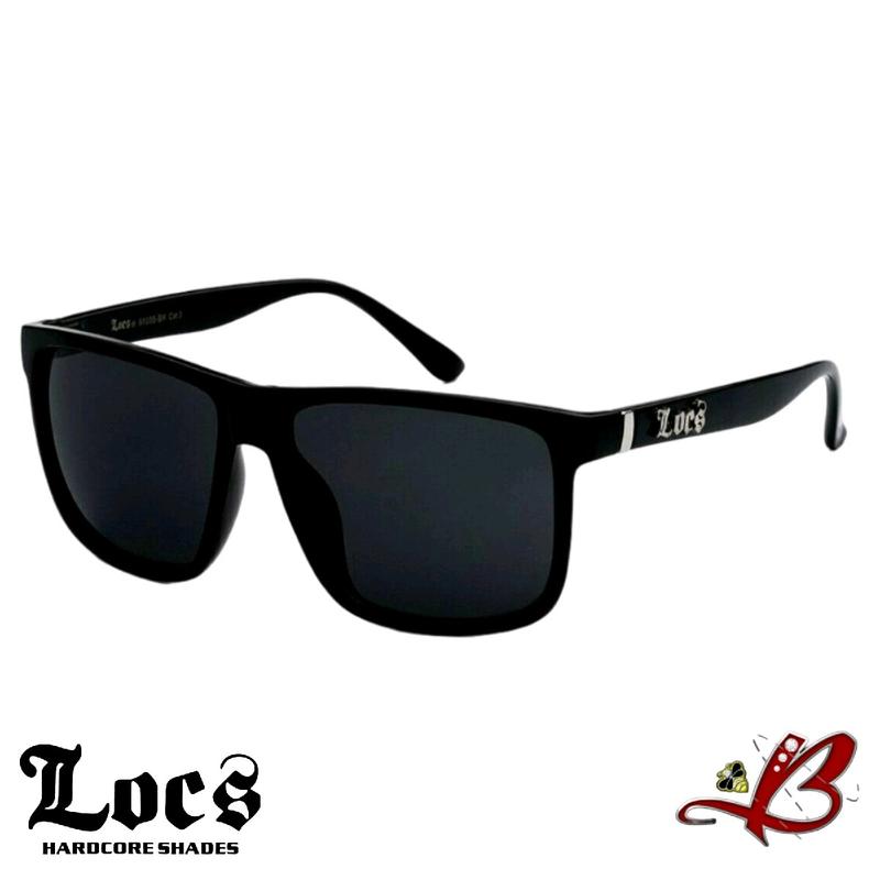 Locs  Vintage Hardcore Street Shades Classic Gangster Oversized Rectangular Horn Full Rim Sunglasses Black With Silver Accent