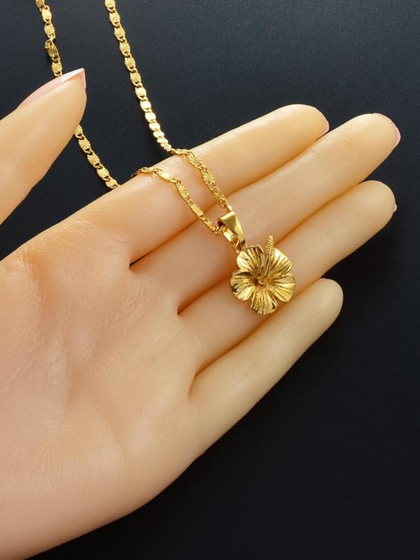 Flower Design Pendant Necklace for Women, Fashion Jewelry for Party, Daily Clothing Decor, Trendy All-match & Exquisite Jewelry for Birthday Gift