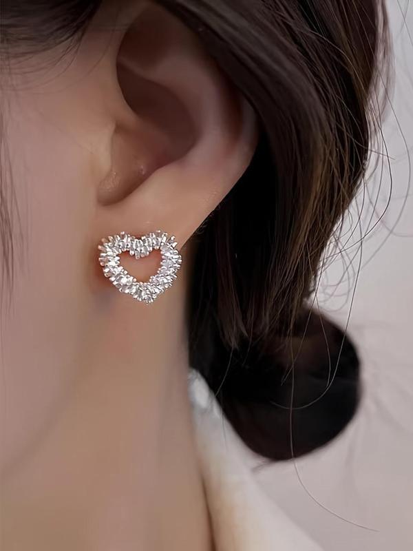 Fashion Heart Shaped Stud Earrings, 2024 New Style Elegant Jewelry for Party, Daily Clothing Decor for Girl, Trendy All-match & Exquisite Jewelry for Birthday Gift