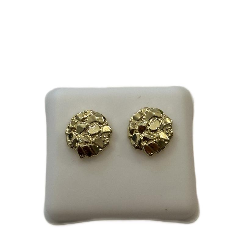 Unisex Gold Nugget Earrings - Round Shape 10MM