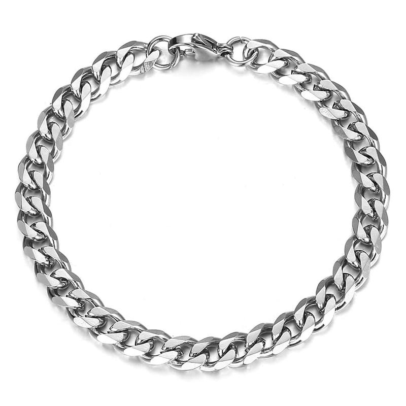 3 5 7 9 11MM Stainless Steel Curb Cuban Chain Bracelet Silver Color 7-11 inches for Men Women Summer Daily Jewelry boyfriend gifts