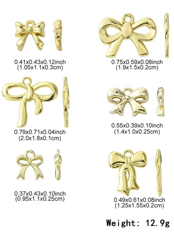 Bowknot Design Alloy Pendant, 12pcs set Fashionable DIY Jewelry Accessories for Earrings Necklace Bracelet Making, Trendy All-match & Exquisite DIY Jewelry for Birthday Gift