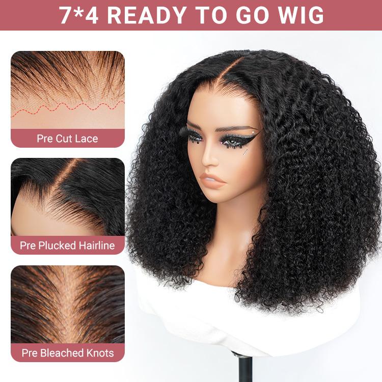 Wiggins Hair Pre Cut Ready And Go Wig Glueless Curly Wig Pre Bleached Pre Plucked 7x4 Closure Wig 13x4 HD Lace Frontal Wig Human Hair