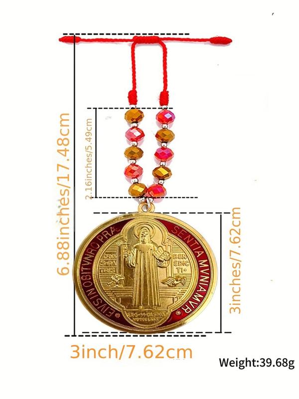 Round Shaped Saint Benedict Medal Protection Charm, Round Medalla Handmade Jewelry Gift Charm, Car Hanging Charm For Men & Women, Religion Accessory