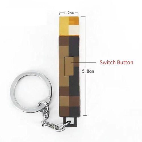 Minecraft Torch Light LED Keychain USB Rechargeable with Charging Cable