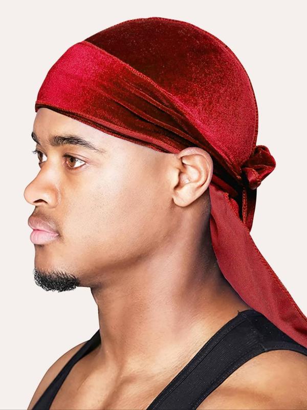 Men's Hip Hop Solid Color Durag,  Warm Comfortable Sports Fitted Hat for Fall & Winter, Fashion Accessories for Daily Wear